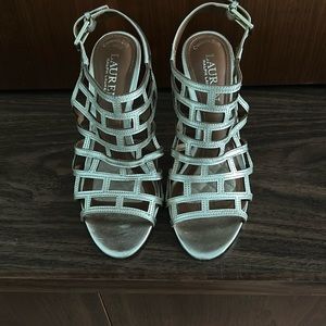 Gold cushion sole Lauren high heel